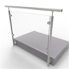 Edelstahlpfosten mit 4 x Glasklemmhalter und Wandmontageplatte
