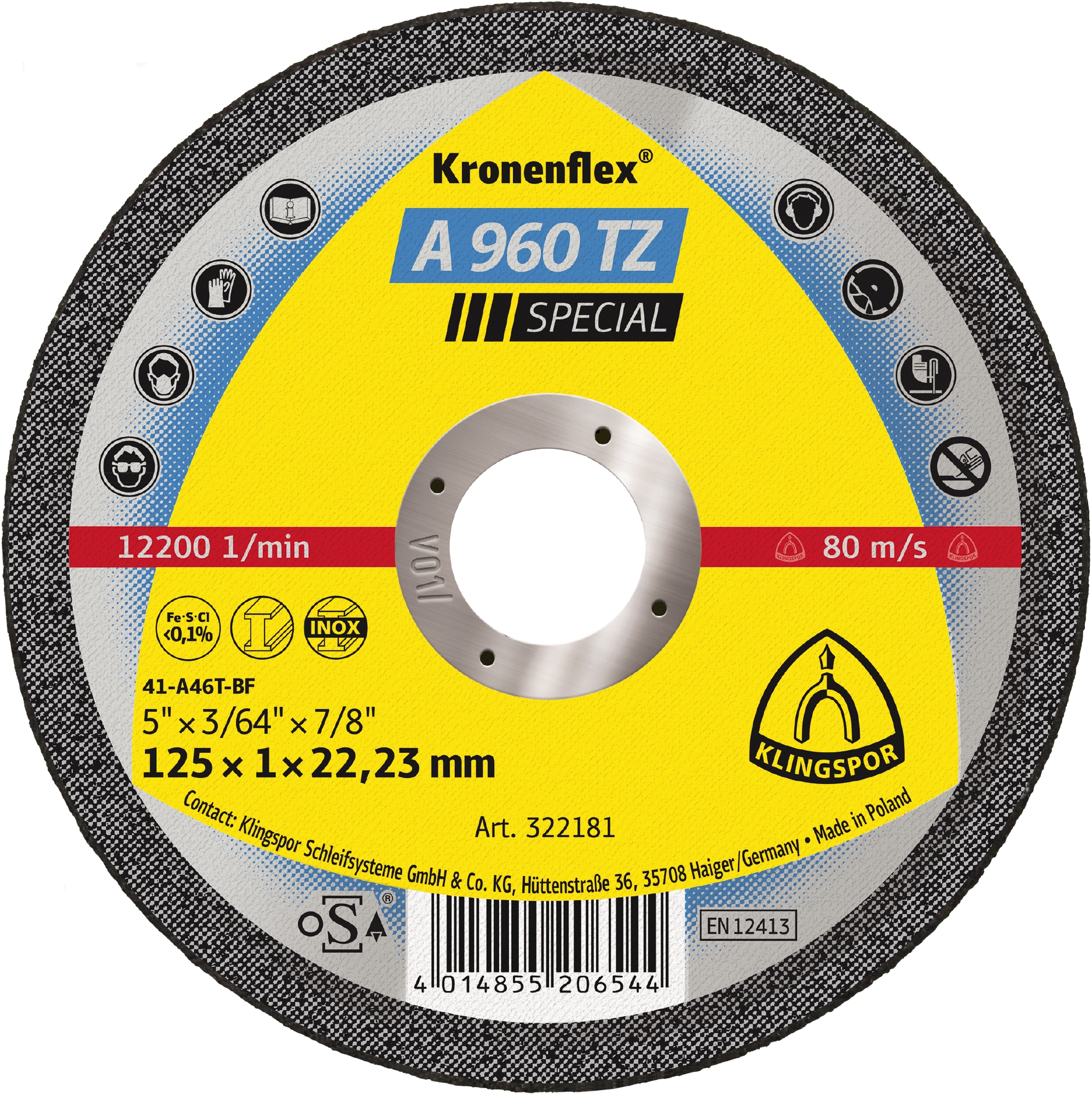 Trennscheibe A 960 TZ - 125 x 1 x 22,23mm - gerade